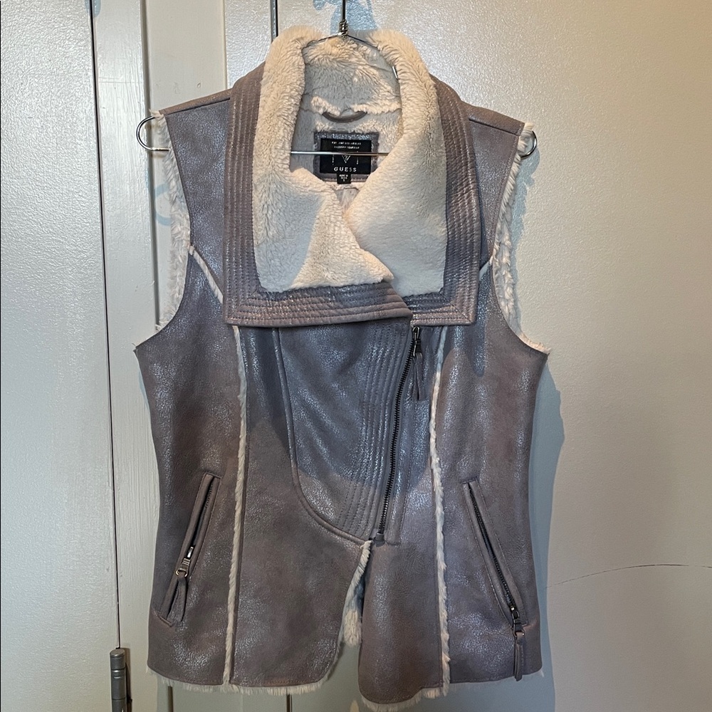 Guess Gray Shearling Vest